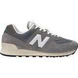 New Balance 574 Suede/Nylon Shoe Grey/White, Mens 5.5/Womens 7.0