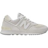 New Balance 574 Leather/Suede Shoe White/Grey, 13.0