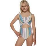 O'Neill Baja Stripe Twist Front One-Piece Swimsuit - Girls' Multi Colored, 10