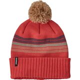 Patagonia Powder Town Pom Beanie - Kids' Forest Stripe Knit: Sumac Red, One Size