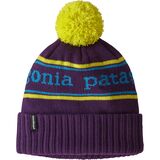 Patagonia Powder Town Pom Beanie - Kids' Park Stripe Knit/Piton Purple, One Size