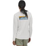 Patagonia Capilene Cool Daily Graphic Long-Sleeve Shirt - Women's Boardshort Logo Light Plume Grey/White, XL