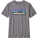 Patagonia P-6 Logo T-Shirt - Kids' Gravel Heather/White, L