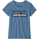 Patagonia P-6 Logo T-Shirt - Girls' Pigeon Blue, L