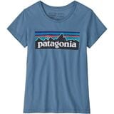 Patagonia P-6 Logo T-Shirt - Girls' Pigeon Blue, M
