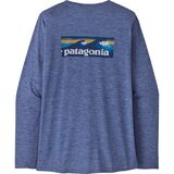 Patagonia Capilene Cool Daily Waters Graphic LS Shirt - Women's Boardshort Logo/Current Blue X-Dye, L