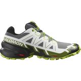 Salomon Speedcross 6 Trail Running Shoe - Men's Black/White/Acid Lime, US 8.0/UK 7.5
