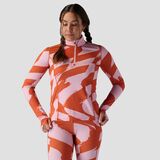 Stoic Lightweight Poly 1/4-Zip Baselayer Top - Women's Pink/Rust Wavy Checker Print, XL