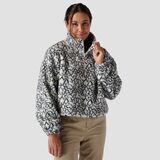 Stoic Printed Mid Pile Fleece 1/4 Zip Pullover - Women's Black/White Abstract Print, XS