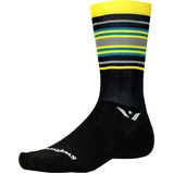 Swiftwick Aspire Seven Stripe Sock Stripe Black/Yellow/Blue, S