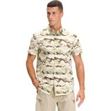 The North Face Short Sleeve Baytrail Pattern Shirt - Men's Military Olive Mountain Camo Print, XL