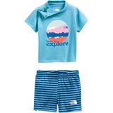The North Face Cotton Summer Set - Infants' Niagara Blue Mini Stripe Print, 24M