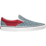 Vans Classic Slip-On Shoe (Deboss Checkerboard) Lead/Pompeian Red, Mens 8.0/Womens 9.5
