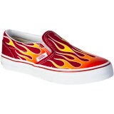 Vans Classic Slip-On Skate Shoe - Kids' (Hot Rod Flame) Chili Pepper/True White, 3.0