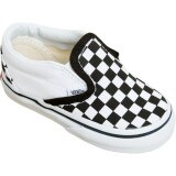 Vans Classic Slip-On Skate Shoe - Toddlers' (Small Checkerboard) Black/True White, 5.0