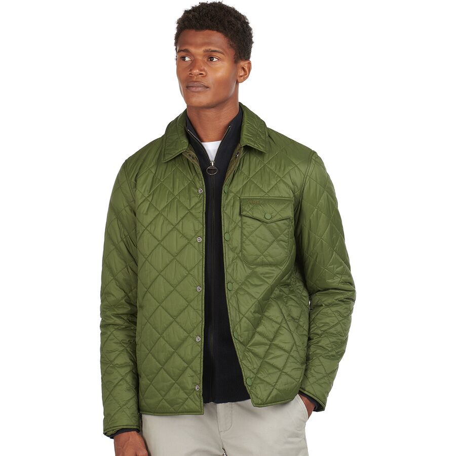 green quilted jacket
