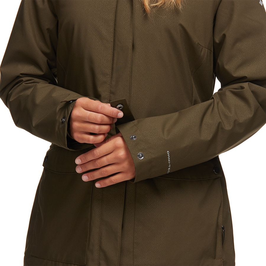 columbia women's here and there long rain jacket