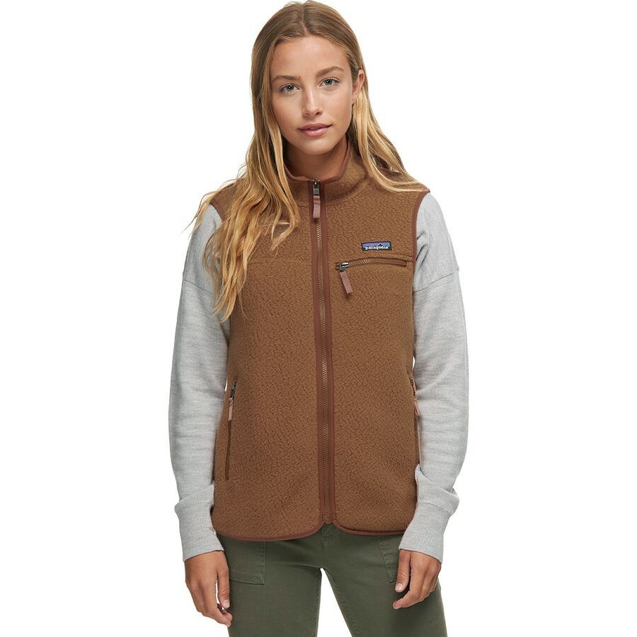 patagonia women's retro pile fleece hoody beech brown