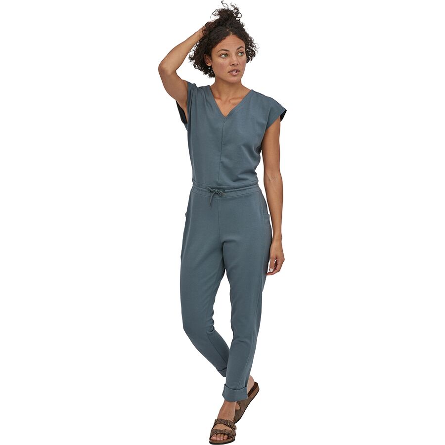 Patagonia Organic Cotton Roaming Jumpsuit - Women's Plume Grey, L