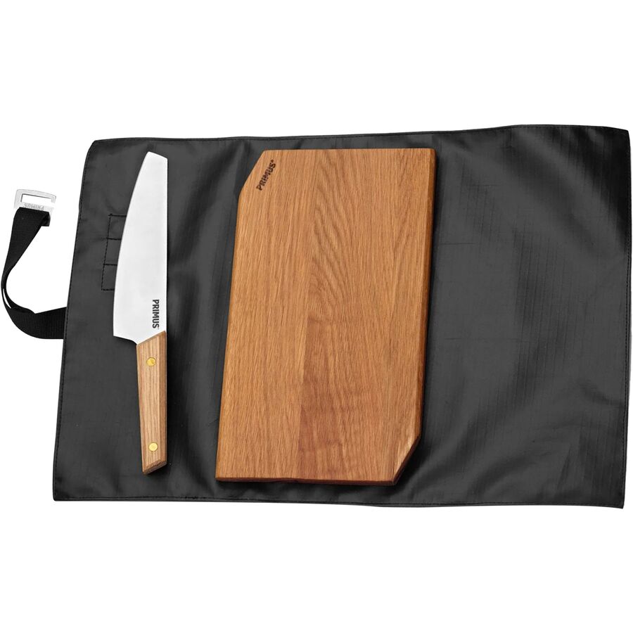 Relags Primus Campfire Cutting Set – Schneidebrett Aus Eiche + 15cm Messer, In Baumwollhülle, Für Outdoor-Küche