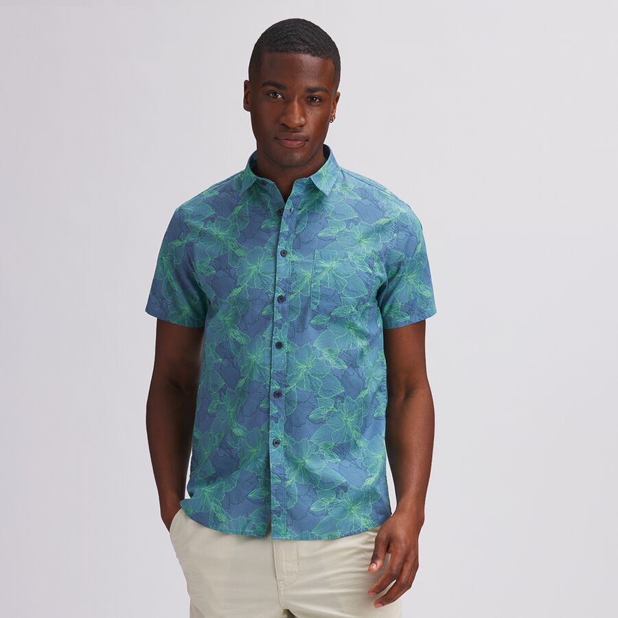SSLR Mens Summer Cotton Button Down Short Sleeve Hawaiian Shirt 