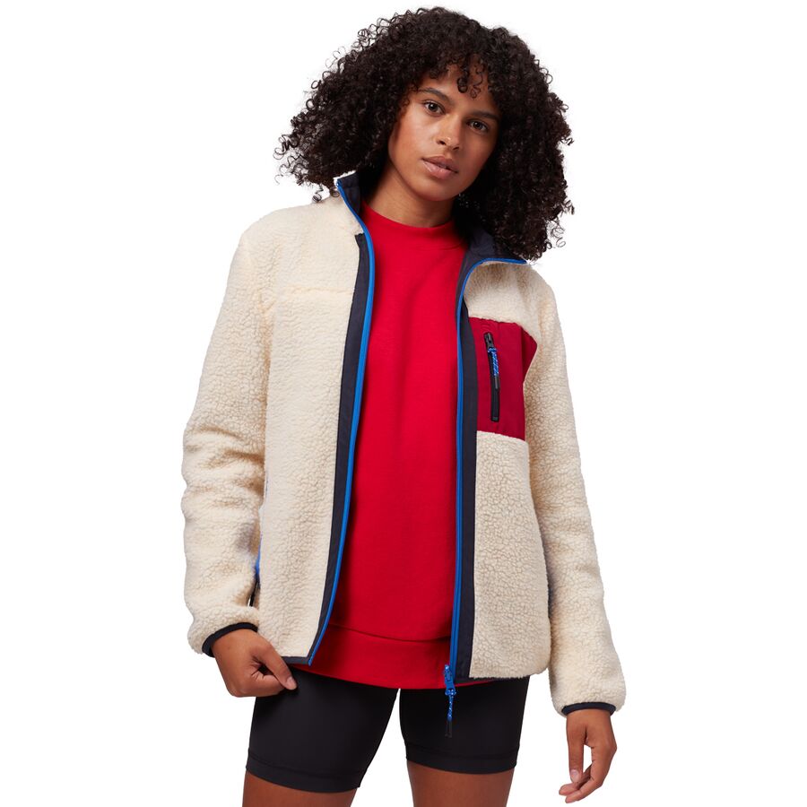 Stoic Reversible Mixed Media Sherpa Jacket - Women's Khaki/French Navy, M