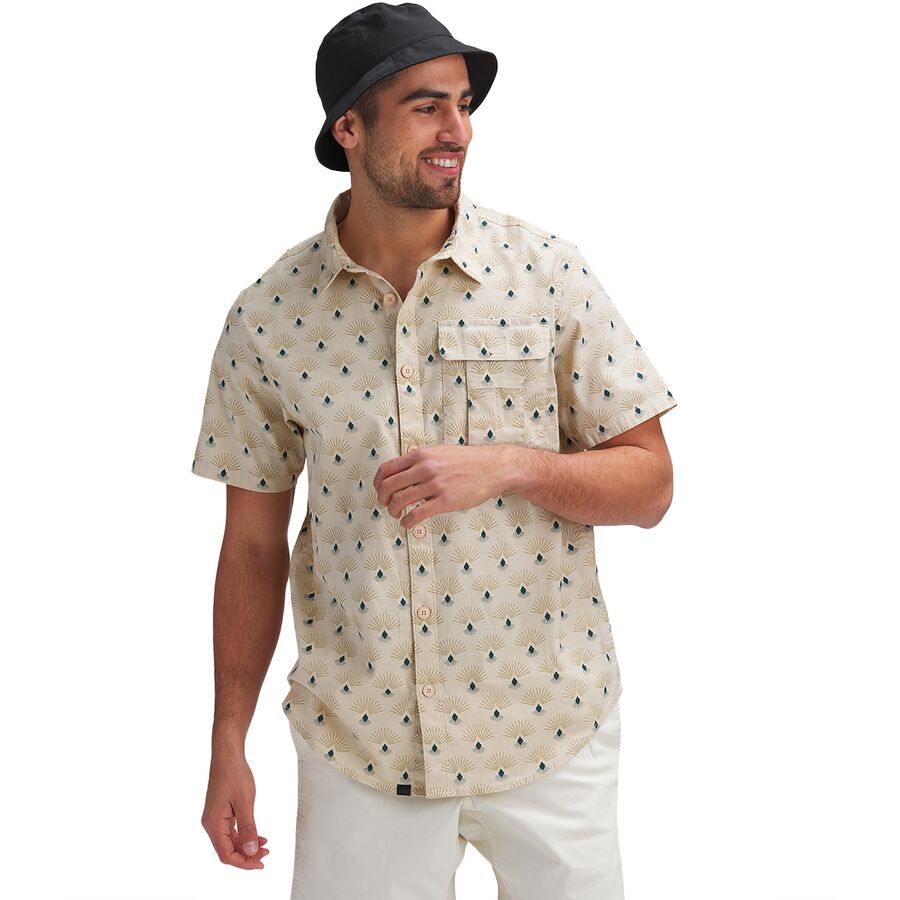 mens short sleeve printed button up shirts