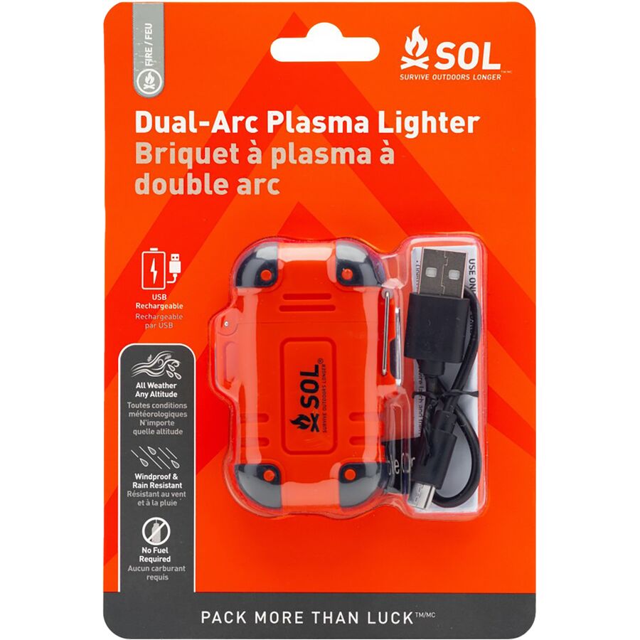 cigarette lighter without fluid survival S.O.L Survive Outdoors Longer Plasma Dual Arc Lighter