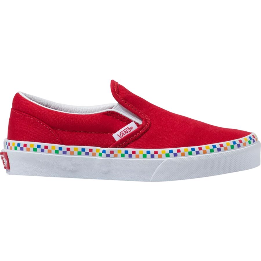 Vans Rainbow Checkerboard Classic Slip-On Skate Shoe - Kids  display picture 3