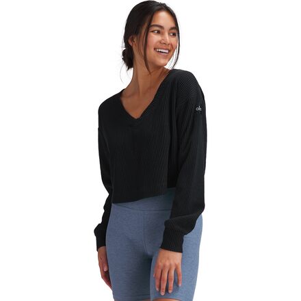 ALO YOGA Muse V-Neck Pullover Sweatshirt - Women's - Clothing