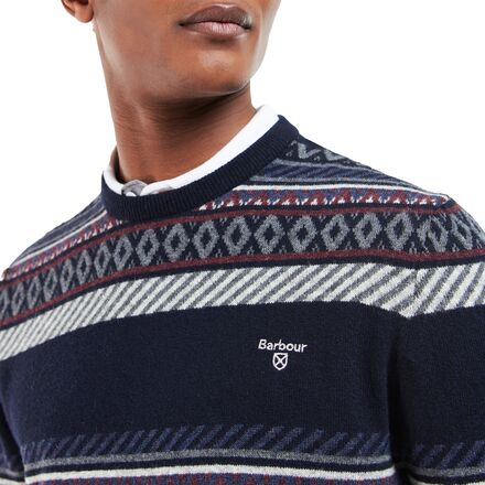 Barbour Men s Winterborne Fairisle Crew Sweater in Navy Size Medium
