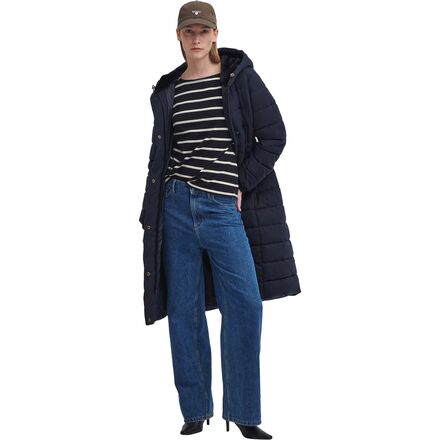Barbour Women s Faux Fur Hooded Puffer Blue Casual Jackets