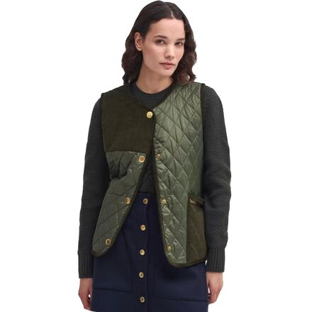 Barbour Women s Healy Mixed Media Quilted Vest Black Waistcoats