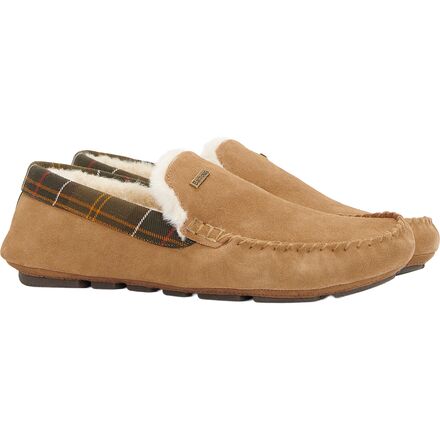 BARBOUR MONTY BROWN SUEDE SHEARLING SLIPPERS SIZE M7 W9 Barbour Mens Dark Brown Suede Monty Fur Slippers main image 2