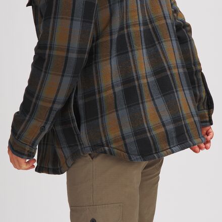 OWM Men's Fleece Flannel Jacket - Sherpa Lined, Lightweight, Button Up, Plaid