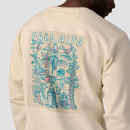 (取寄) バックカントリー パロ アルト ポスター クルー スウェットシャツ Backcountry Palo Alto Poster Crew Sweatshirt Vintage White Backcountry Palo Alto Poster Crew Sweatshirt - Clothing
