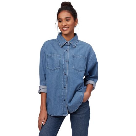 Oversized denim shirt sales ladies