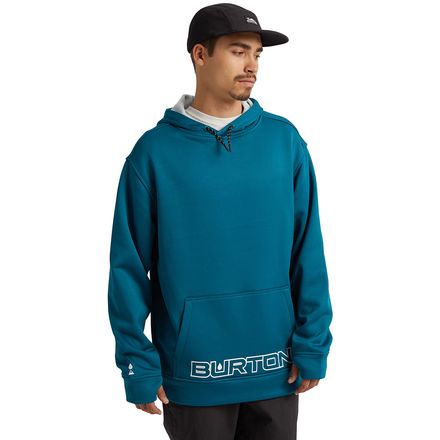 Burton Men's Oak Tech Fleece Pullover Hoodie – French Terry, Thumbhole Cuffs, Kangaroo Pockets, Media Port, Regular Fit