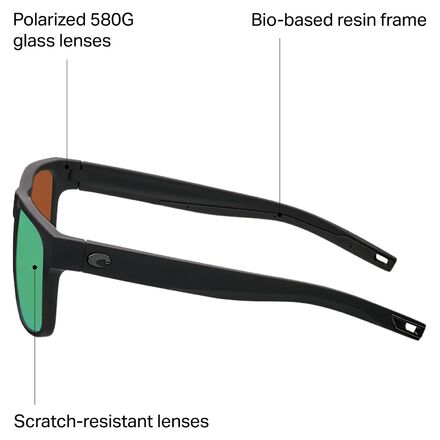 Polarized Sunglasses with Bio-Resin Frame, Lightweight Design for Outdoor Tailfin Matte Black Frame with Blue Mirror Lens 580G main image 4