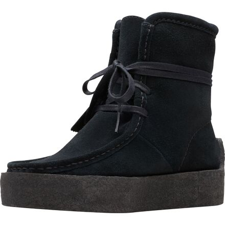 (取寄) クラークス レディース ワラビー カップ Clarks women Wallabee Cup Black Nubuck Clarks Wallabee Cup Hi Boot - Women's - Footwear