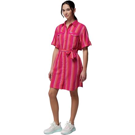 columbia dress Women's Chill River Printed Dress, Alpenglow Pasteled, X-Small at Amazon Women's Clothing store tight weave construction Columbia Women's Leslie Falls Dress