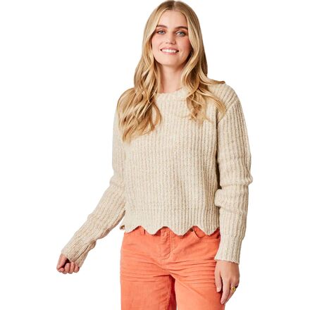 Carve Designs Women's Groton Sweater - Chunky Knit Crewneck, Scalloped Hem - View #7