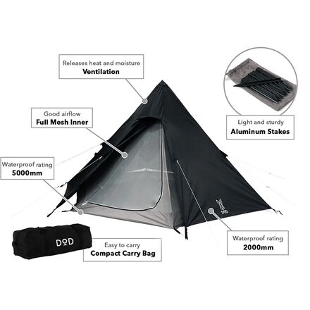DOD Outdoors Ichi One Pole Tent: 3-Season - Hike & Camp