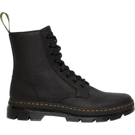 Dr. Martens Mens Combs W Boots Sz 10 Black Leather Faux Fur Lined Utility 8-Eye Combs Faux Fur Lined Fold Down Leather Casual Boots in Black  main image 2