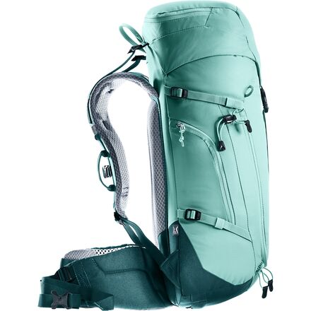 deuter act trail 28 sl backpack women& 39 28L for Biking, Hiking & Trekking with Narrow Fit, U-Frame & Superior Breathability forward hip fins Load adjustment straps Compatible with 3.0 liter drinking system/bag Adjustable sternum belt Ice Axe Attachment Pole holder Compression straps SOS label Inside compartment to keep your valuables safe Elasticated inner compartment for storing wet/sweaty clothing Womens Hillwalking Backpack Deuter ACT
