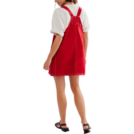 open lace back dress Red Corduroy Dress main image 1