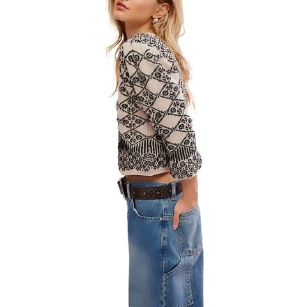 (取寄) フリーピープル レディース ゲオ フローラル カルディ Free People women Geo Floral Cardi Black Crystal Combo Free People Women's Geo Floral Cardi, Charcoal Grey at