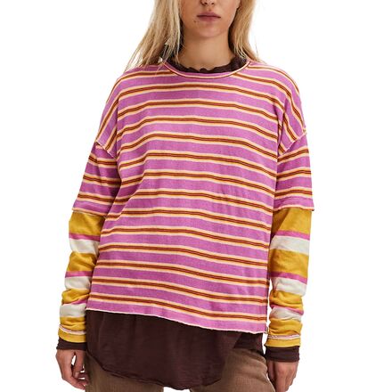 (取寄) フリーピープル レディース ニーナ ストライプ ロング スリーブ Free People women Nina Stripe Long Sleeve Lilac Combo Free People Nina Stripe Long-Sleeve Shirt - Women's - Clothing
