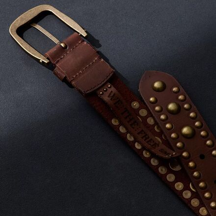 Pieces Womens Boho Brown Leather Mixed Metal Stud Belt without Buckle Size 85 Brown Woven Leather Belt for Women 85 Cm 34 main image 4