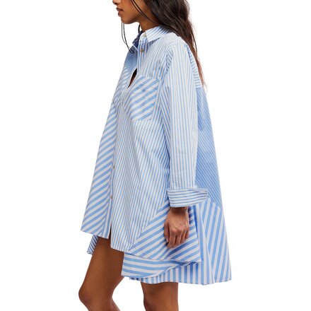 free people striped shirt dress Free People Beach blue and green striped shirt sleeve t-shirt dress Size Large